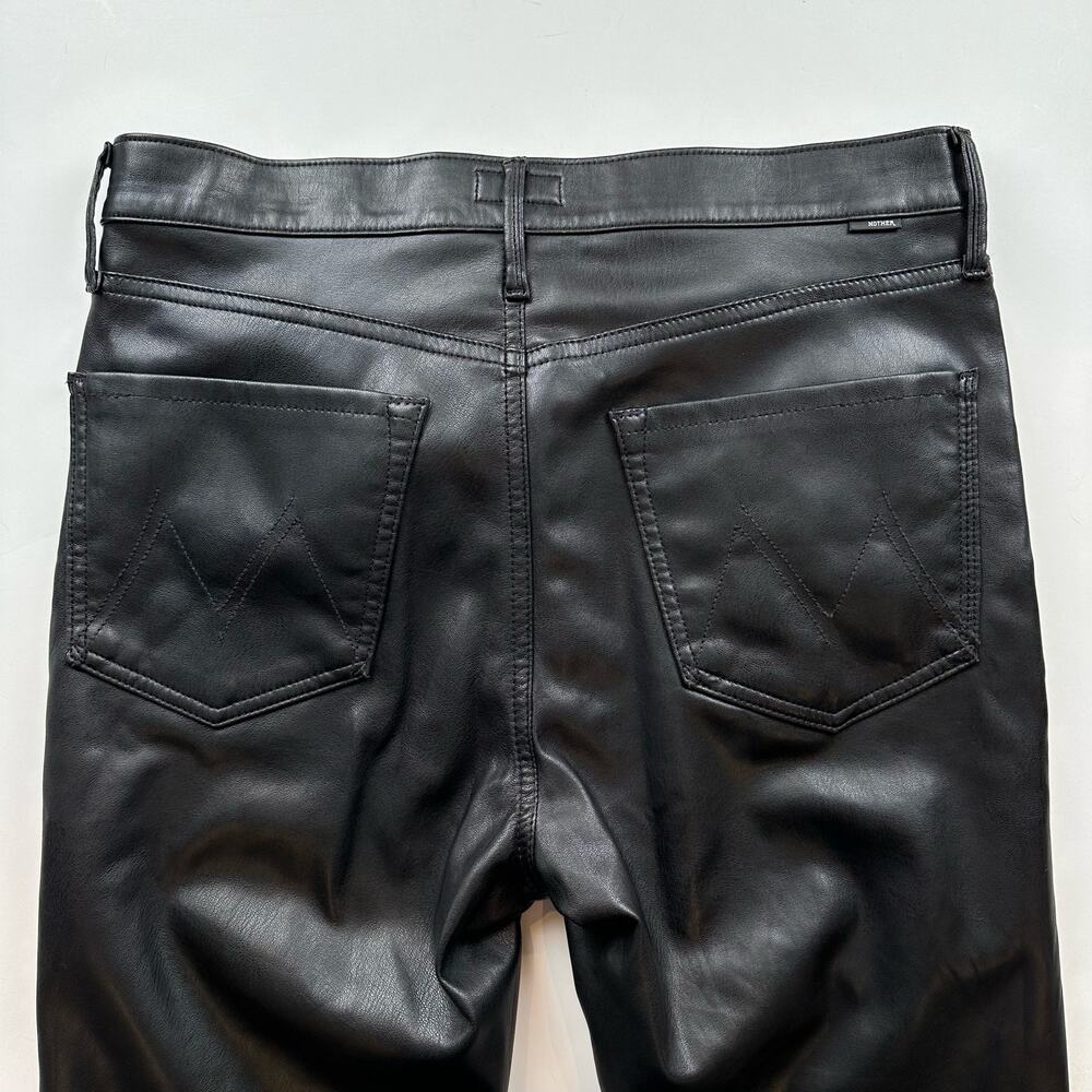Mother The Dazzler Skimp Faux Leather Vegan Pants Black High Rise Slim Leg 30 - Picture 11 of 13